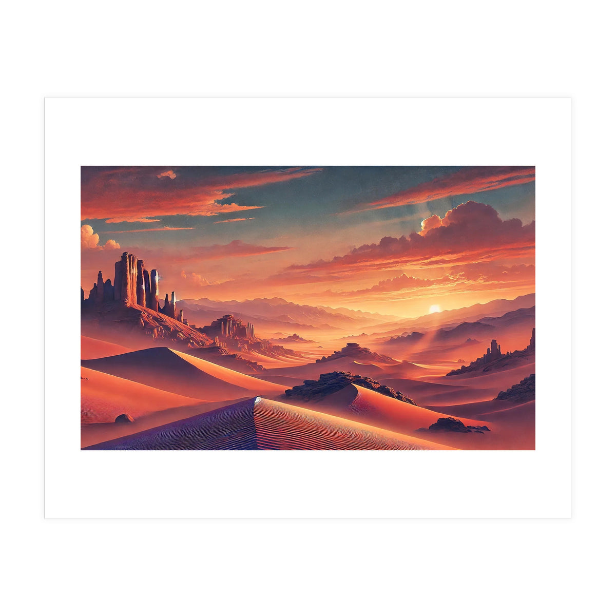 Vintage Chile, Atacama Desert Sunset Poster (Print Only)
