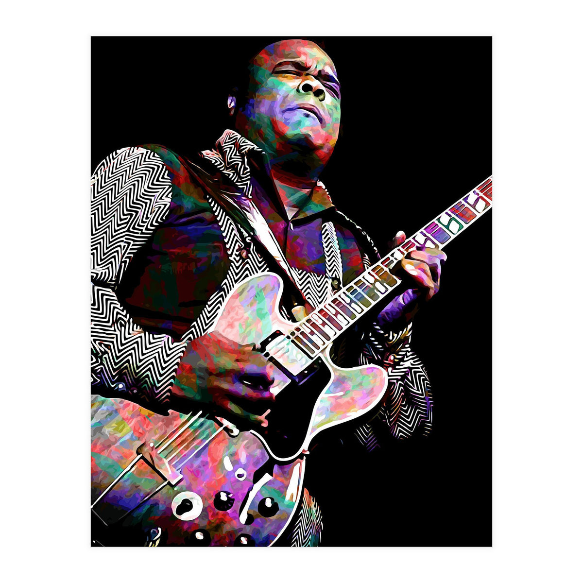 Freddie King American Blues Guitarist Colorful (Print Only)