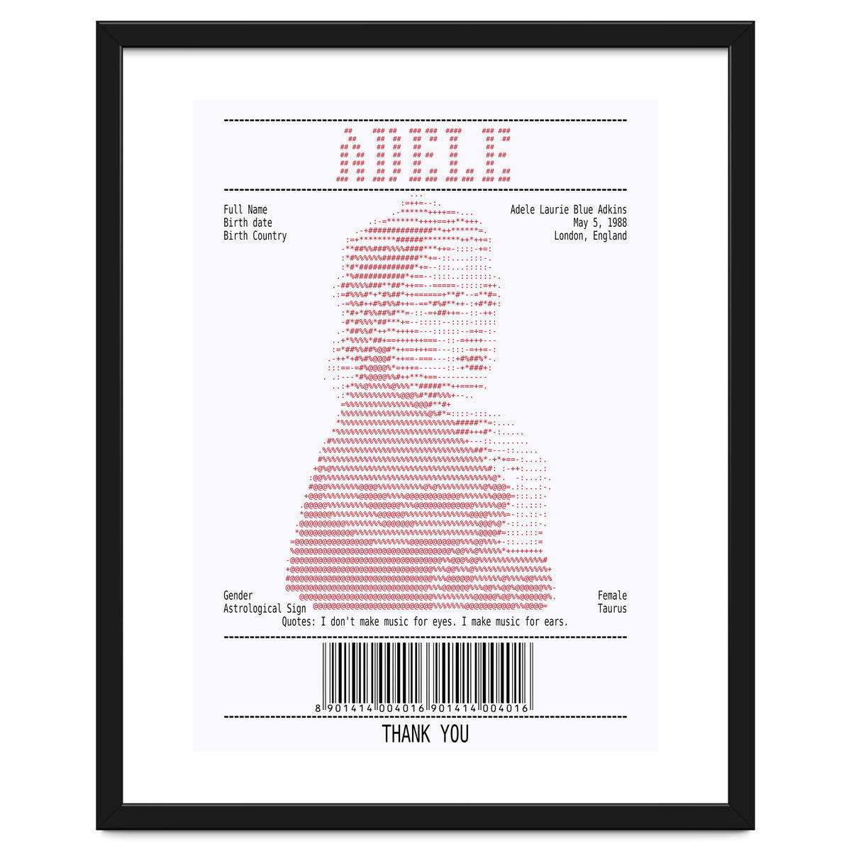 Receipt Art Adele Red
