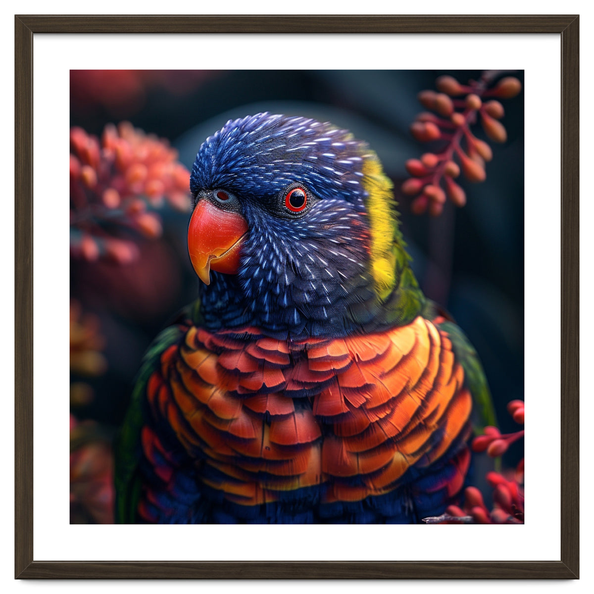 Vibrant Rainbow Lorikeet Parrot Close Up Portrait
