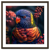 Vibrant Rainbow Lorikeet Parrot Close Up Portrait