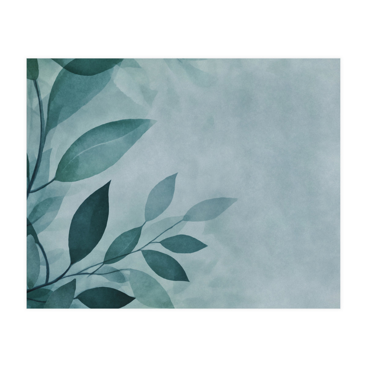 Gentle Leaf Whispers Teal (Print Only)