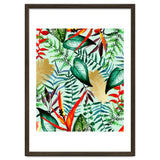 Paradise, Tropical Jungle Botanical Bohemian Illustration, Palm Bird of Paradise Gold Painting thumbnail