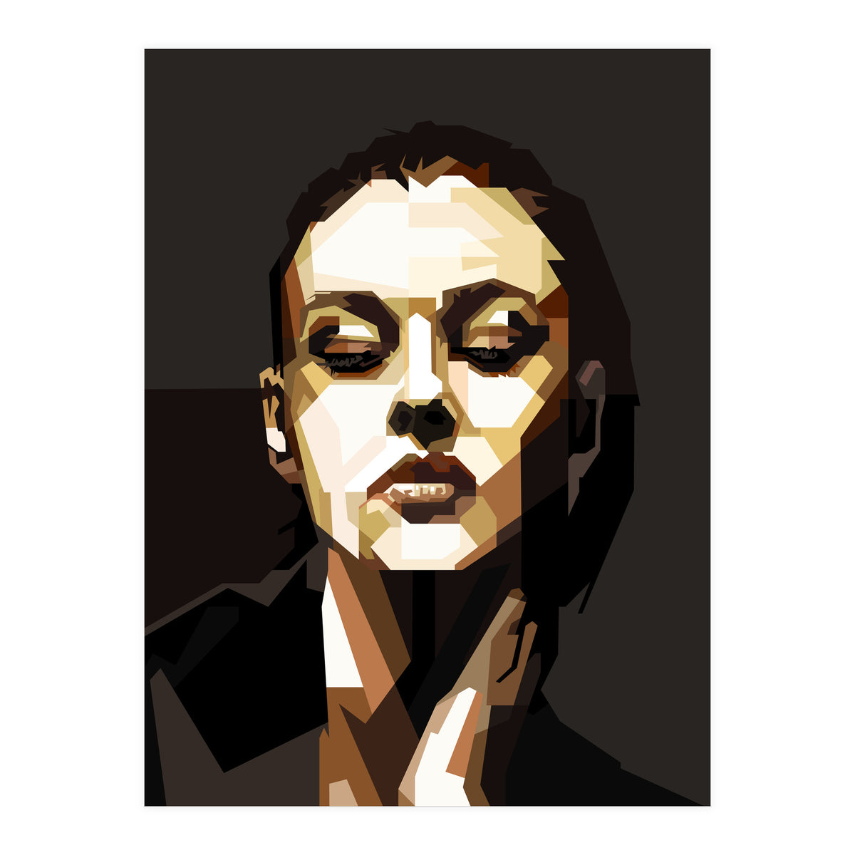 Monica Bellucci Hollywood Actress Retro Style Geometric Illustration (Print Only)