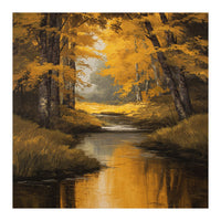Golden Autumn Forest River (Print Only)