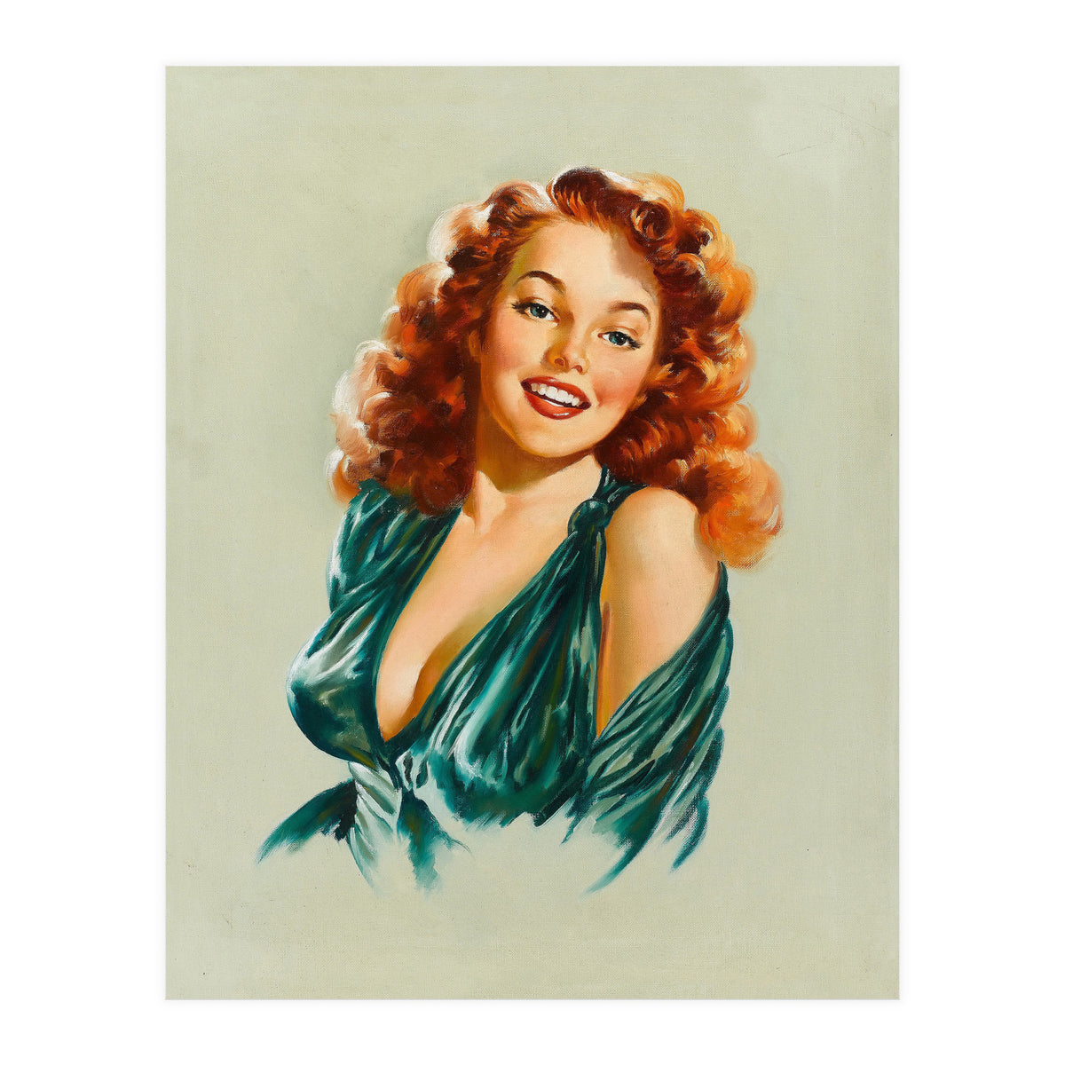 Portrait Of A Redhead Pinup Woman (Print Only)