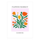 Hamburg Flower Market - Vibrant Modern Folk Art Print (Print Only) thumbnail