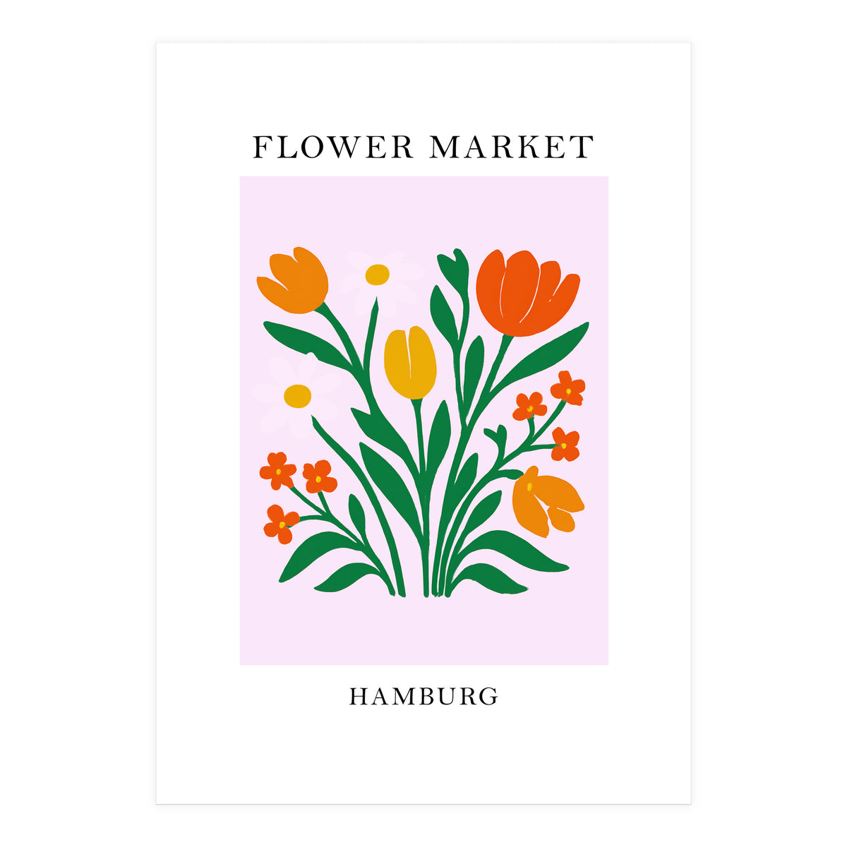 Hamburg Flower Market - Vibrant Modern Folk Art Print (Print Only)