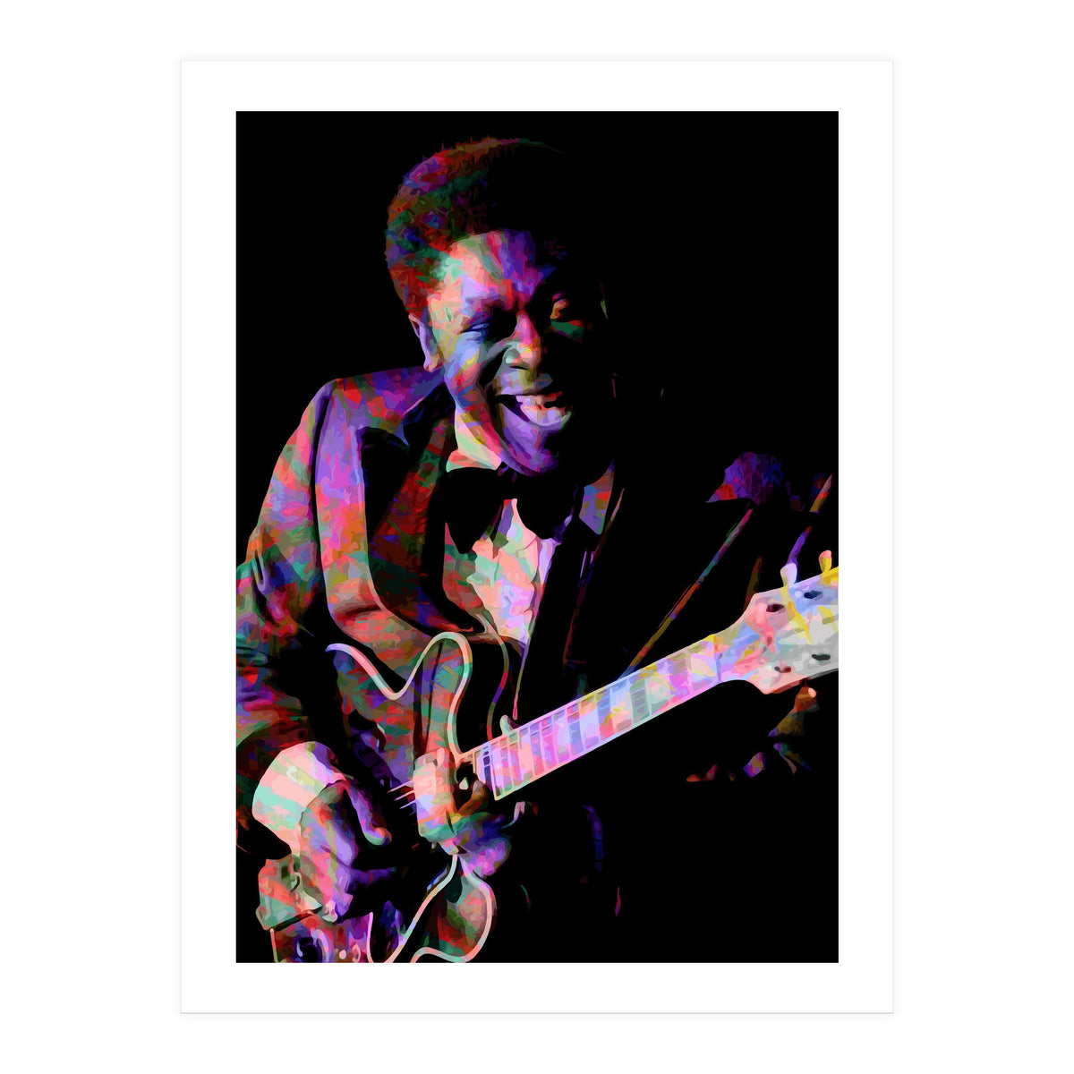 BB King. King Blues Guitarist. Blues Musician Legend Colorful (Print Only)