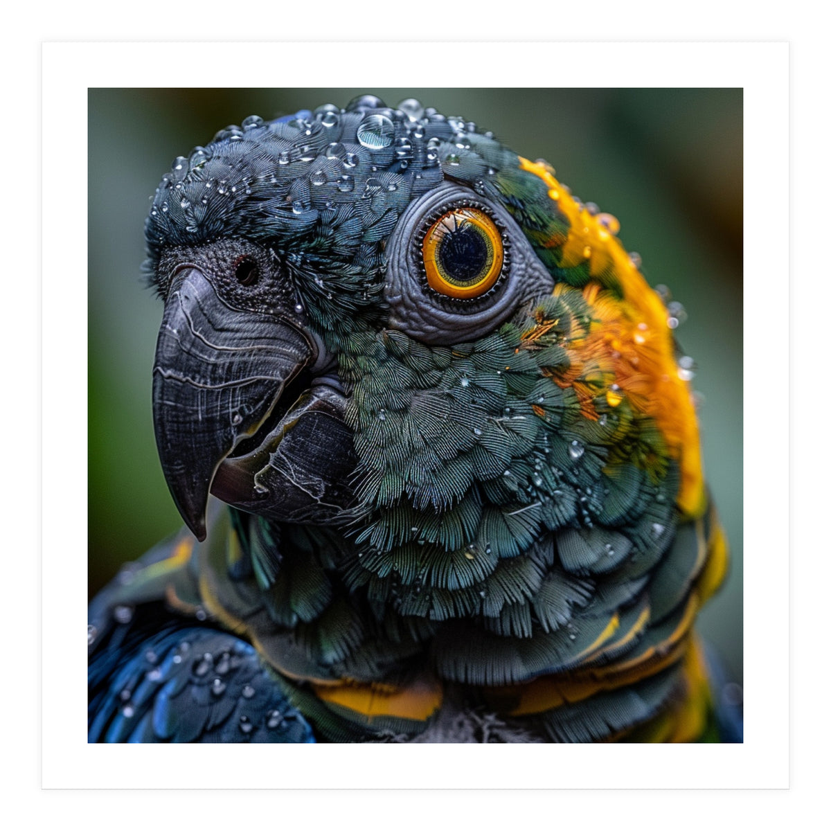 Close Up Of A Wet Macaw Parrot Head (Print Only)