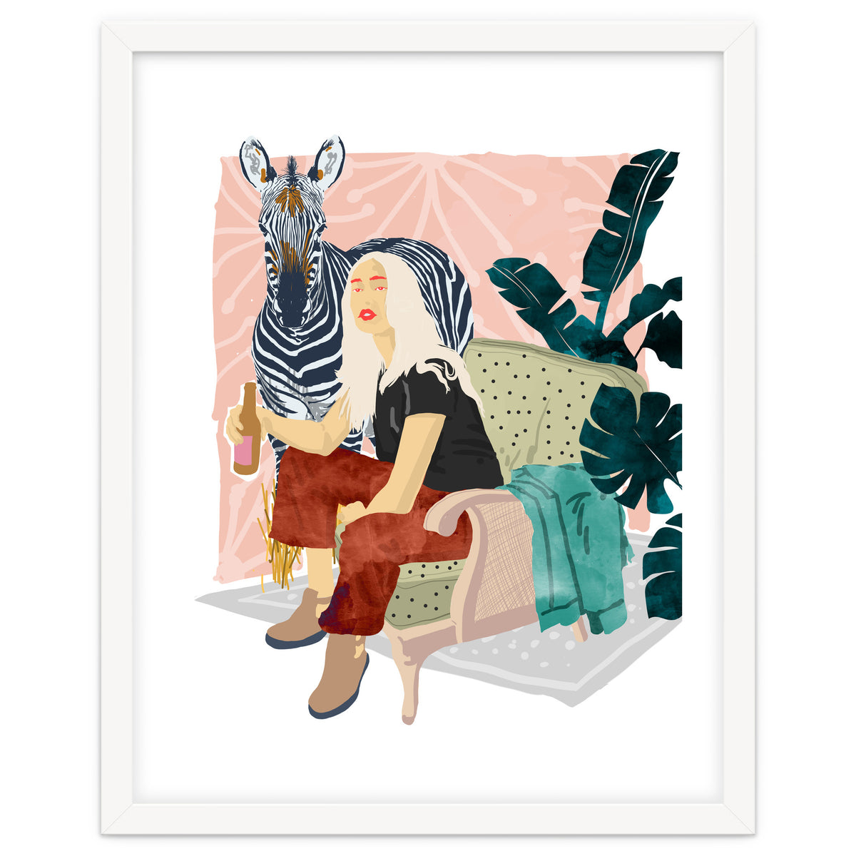 Zebra Hangout | Wildlife Urban Jungle Décor | Banana Leaves Monstera Plant Lady Fashion