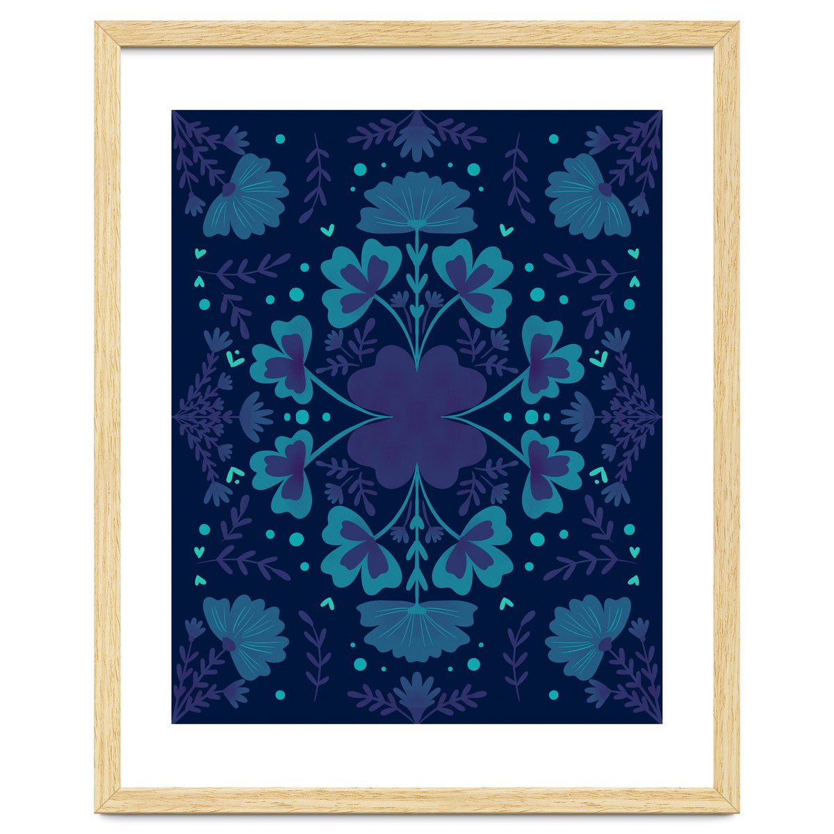 Clovers And Flowers Night Blue