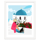 Greek Staycation, Pets Santorini Tropical Summer Travel, Dog White Buildings Architecture Fashion Bohemian thumbnail
