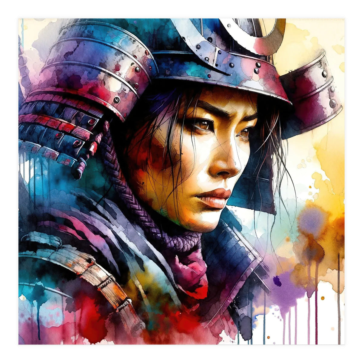 Samurai Asian Warrior Woman Portrait (Print Only)