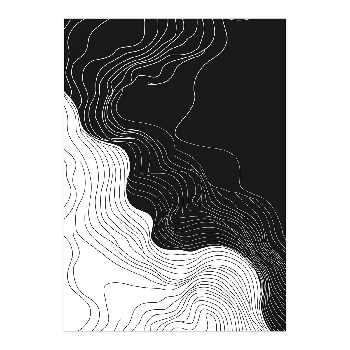 Abstract Black And White Wavy Lines Flowing  (Print Only)