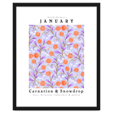 Carnations And Snowdrop January Birth Flower Floral Print thumbnail