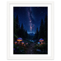 Enchanted Midnight Forest: Glowing Mushrooms and Milky Way