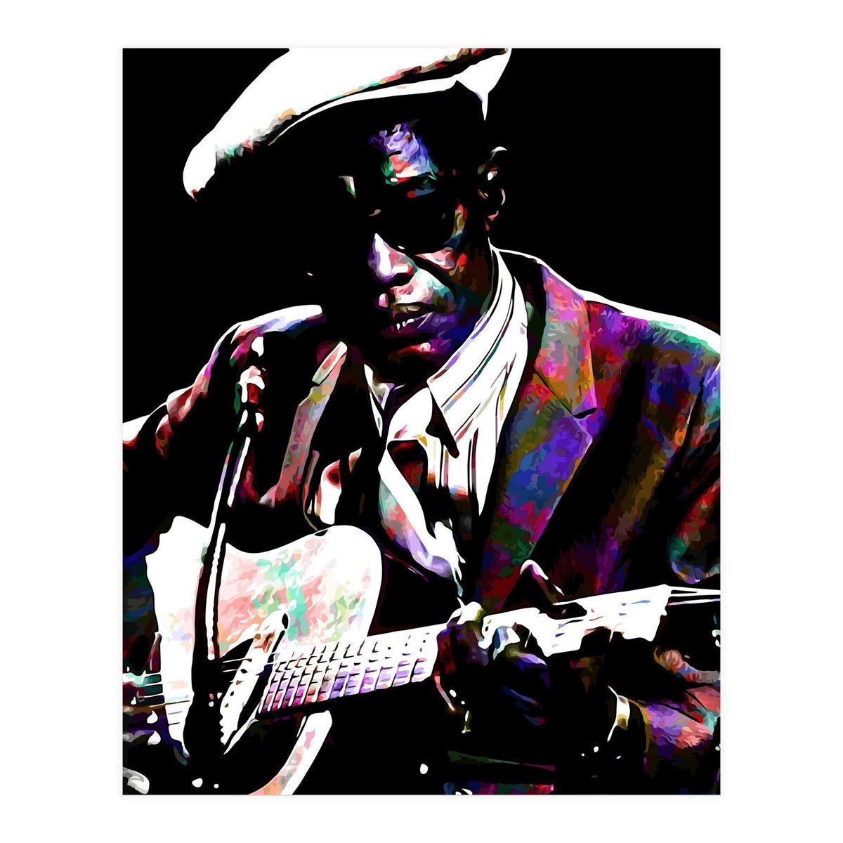 Lightnin' Hopkins American Country Blues Musician legend Colorful Art (Print Only)