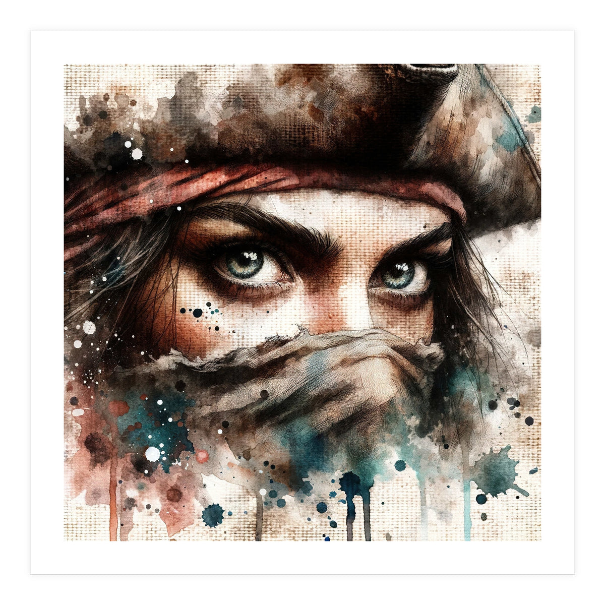 Watercolor Pirate Woman #1 (Print Only)