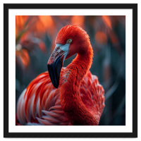 Vibrant Flamingo Close Up Portrait Outdoor Nature