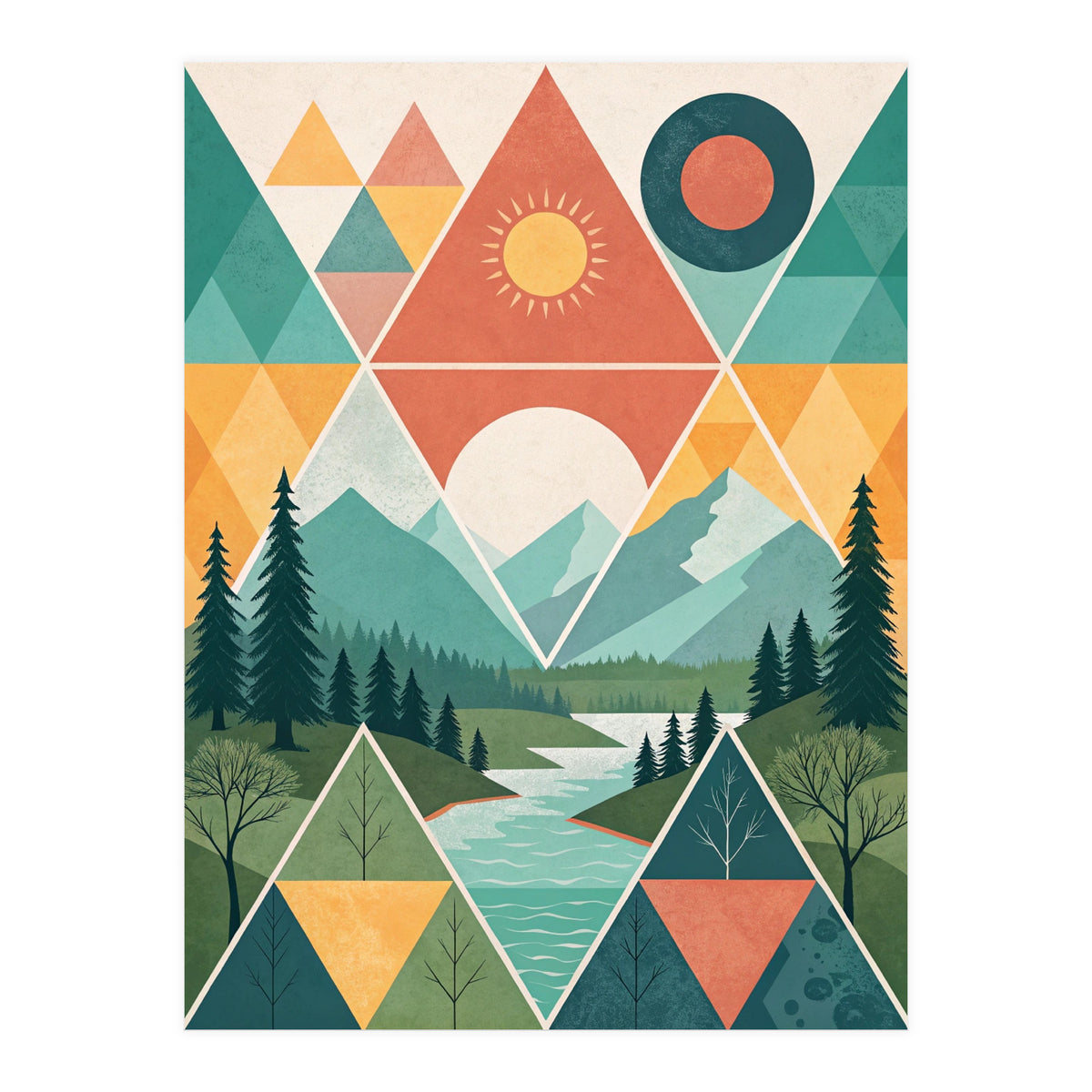 Geometric Convergence: A Mosaic of the Alpine Wilderness (Print Only)