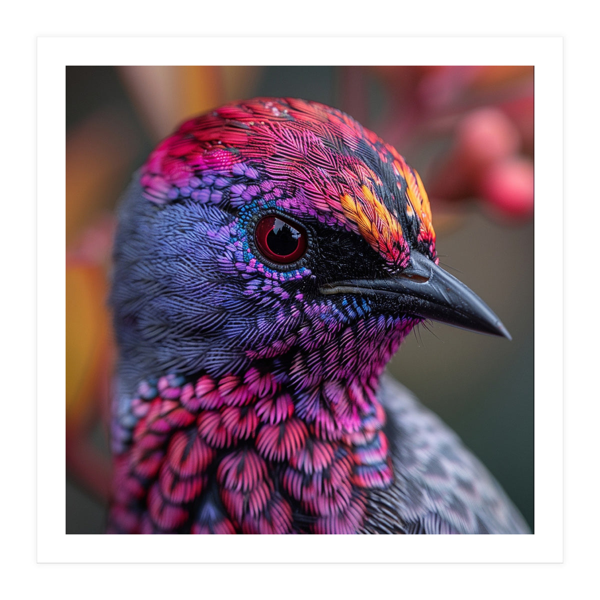 Vibrant Exotic Bird Detailed Feather Close Up (Print Only)