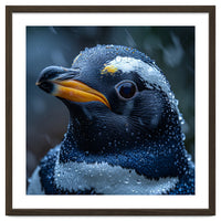 Macro view of a Penguin with Water Droplets