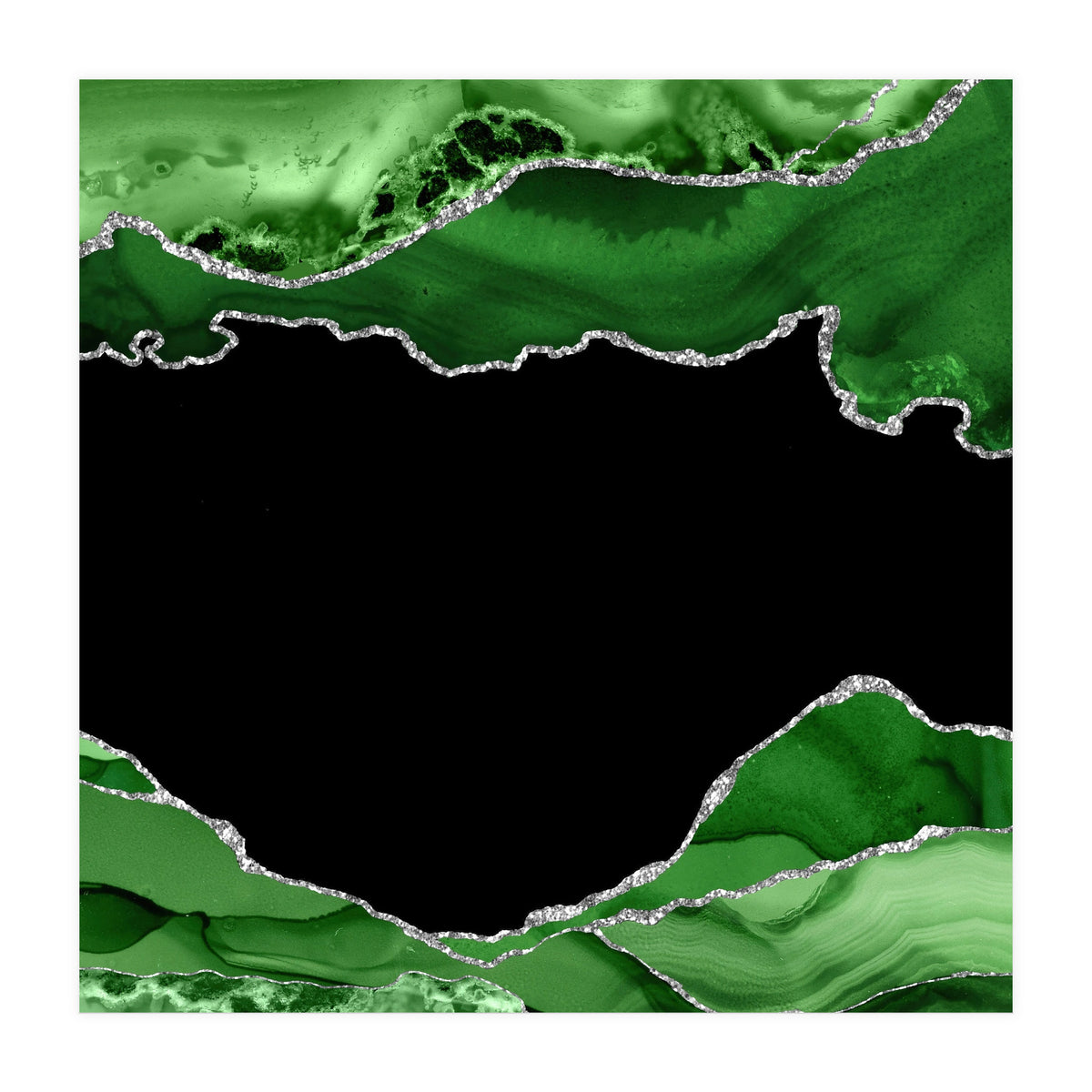 Green & Silver Agate Texture 04  (Print Only)