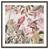 Colorful Parrots In Flower And Fruit Tropical Jungle thumbnail