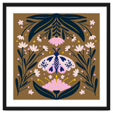 Pink Moth with Flowers on a brown background thumbnail