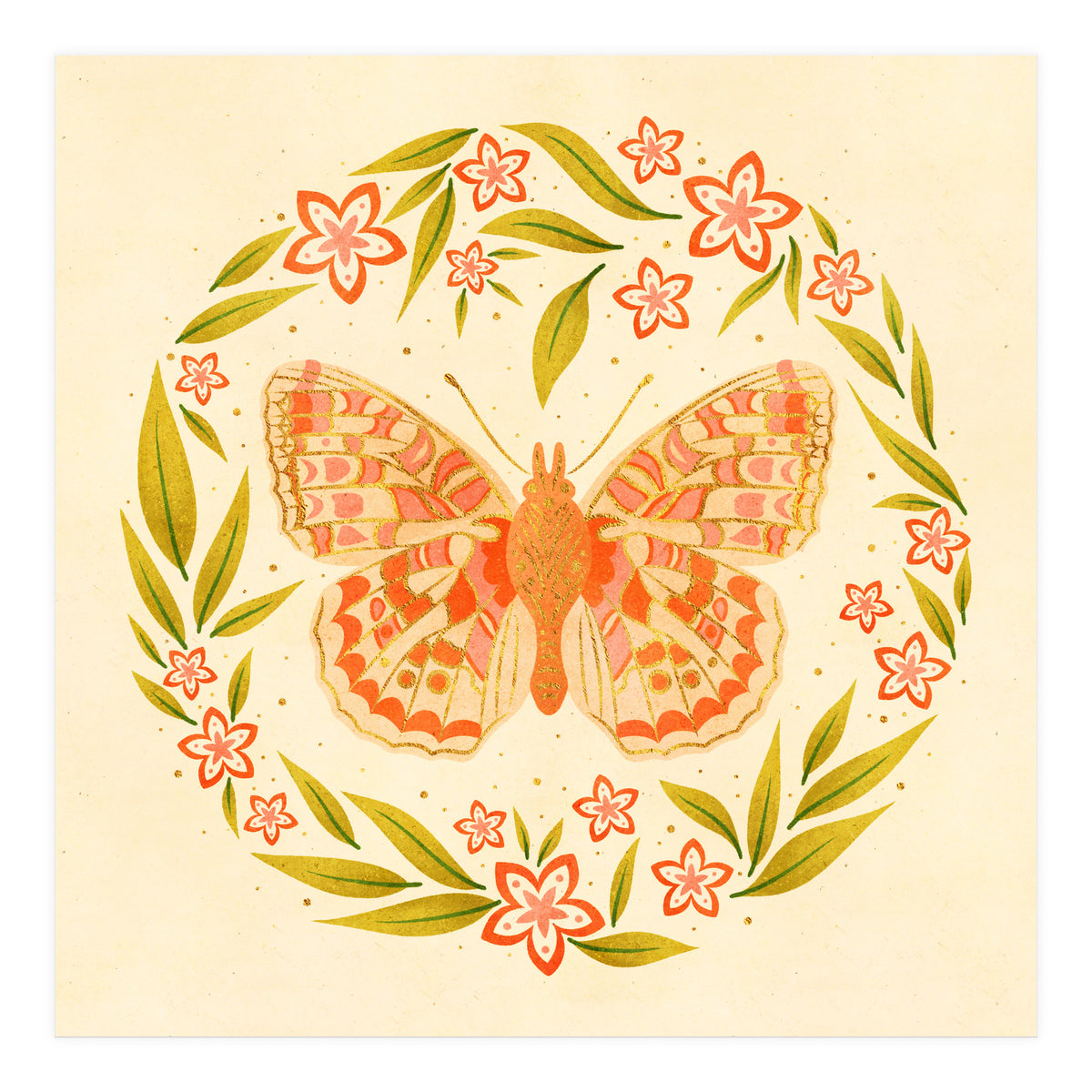 Retro Floral Butterfly (Print Only)