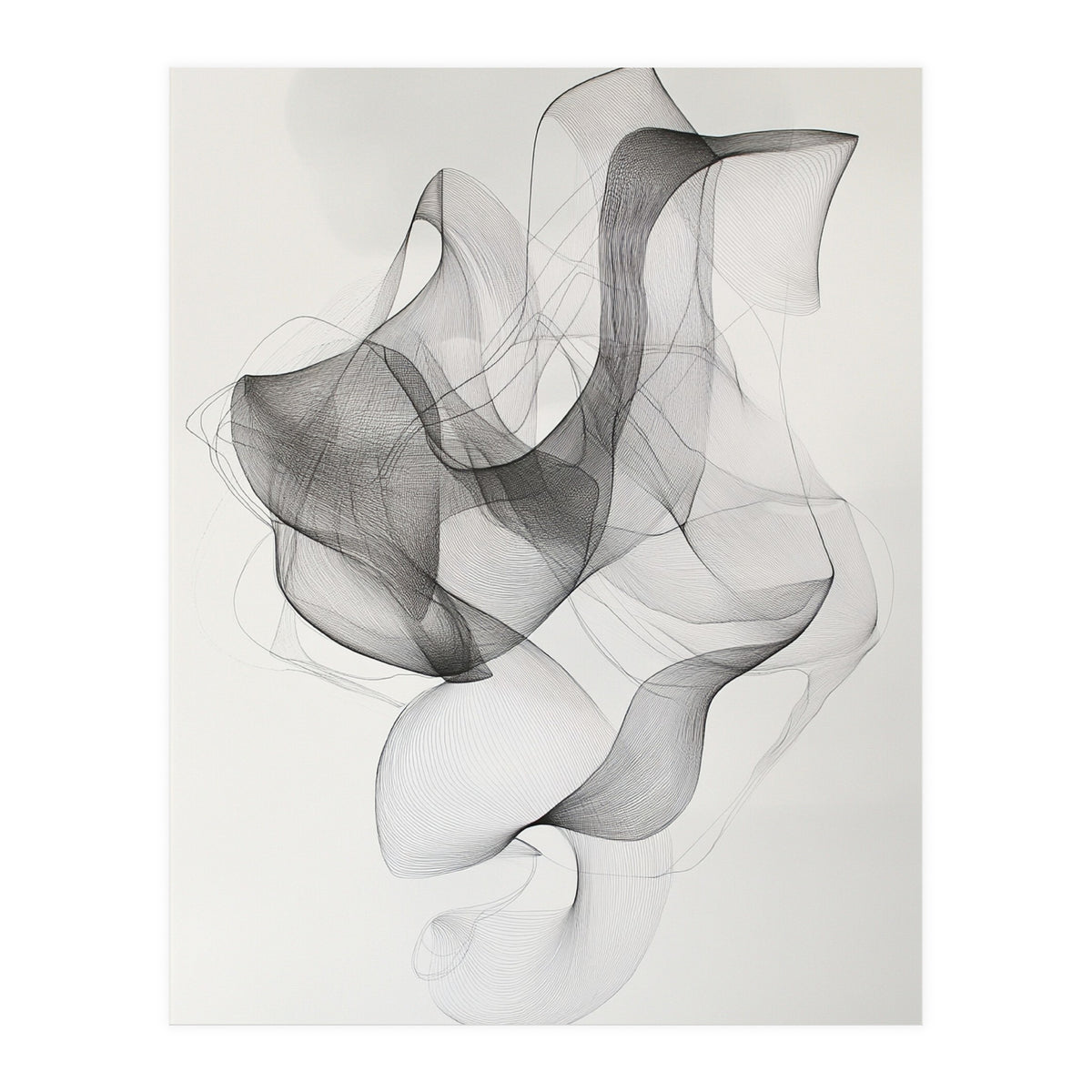 Abstract Black And White Swirling Lines Art (Print Only)