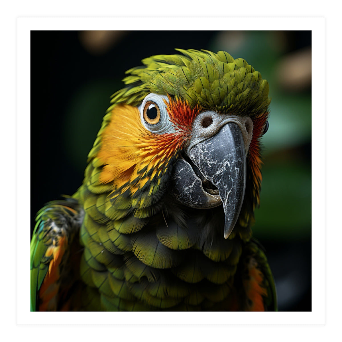 Close Up Of A Colorful Macaw Parrot Face (Print Only)