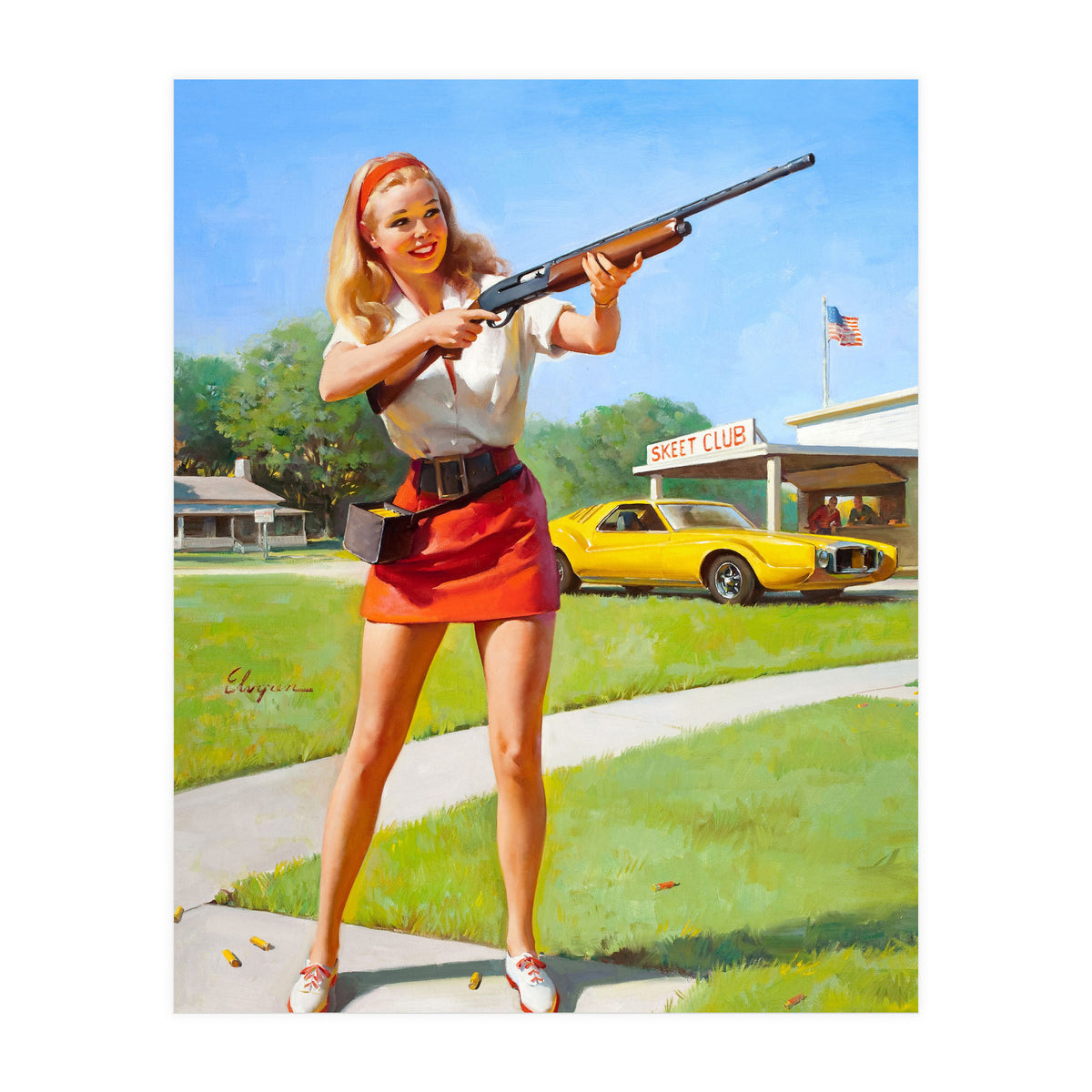 Pinup Shooting Girl (Print Only)