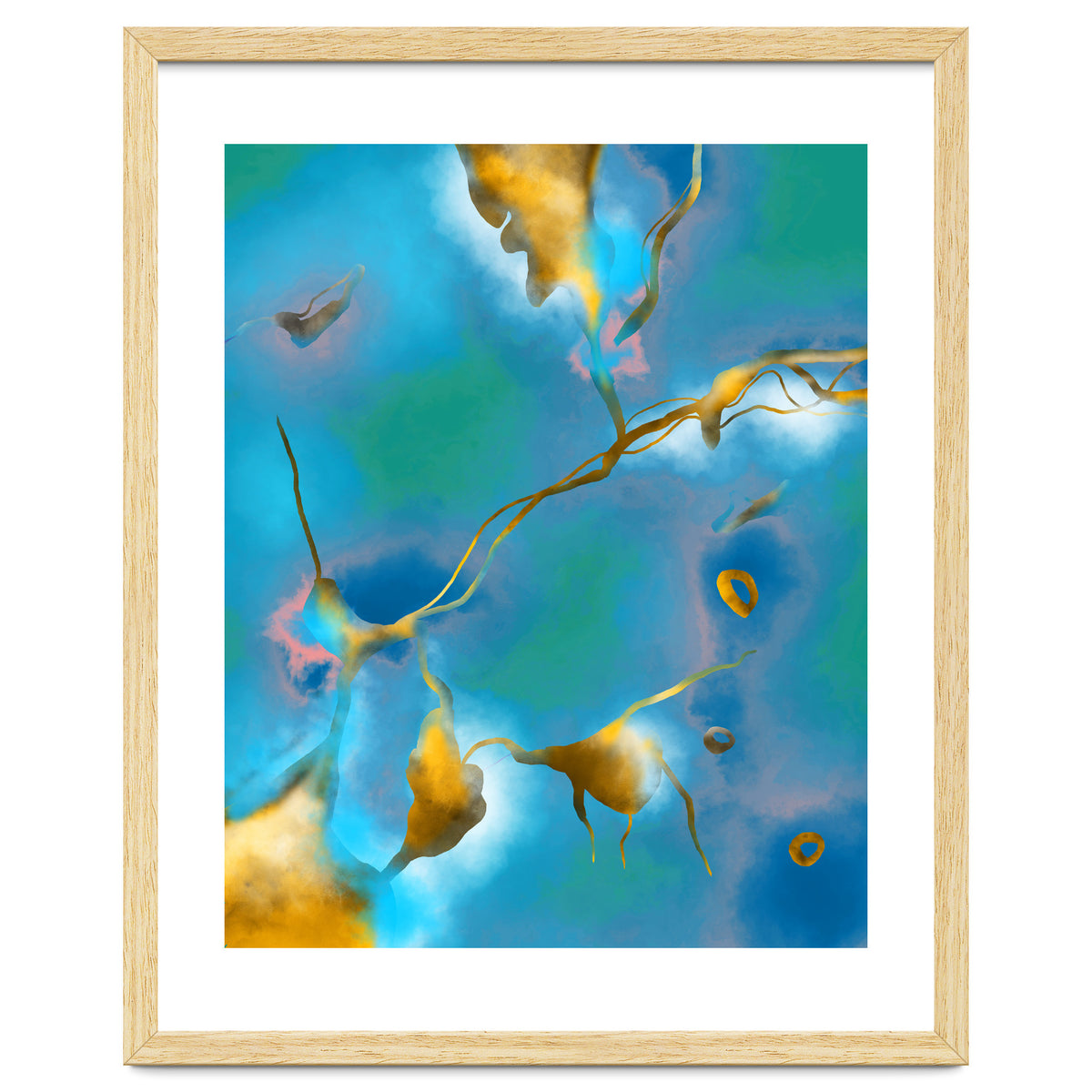 In My Veins, Abstract Marble Gold Texture, Eclectic Painting Resin Bohemian, Contemporary Luxe Chic Luxury