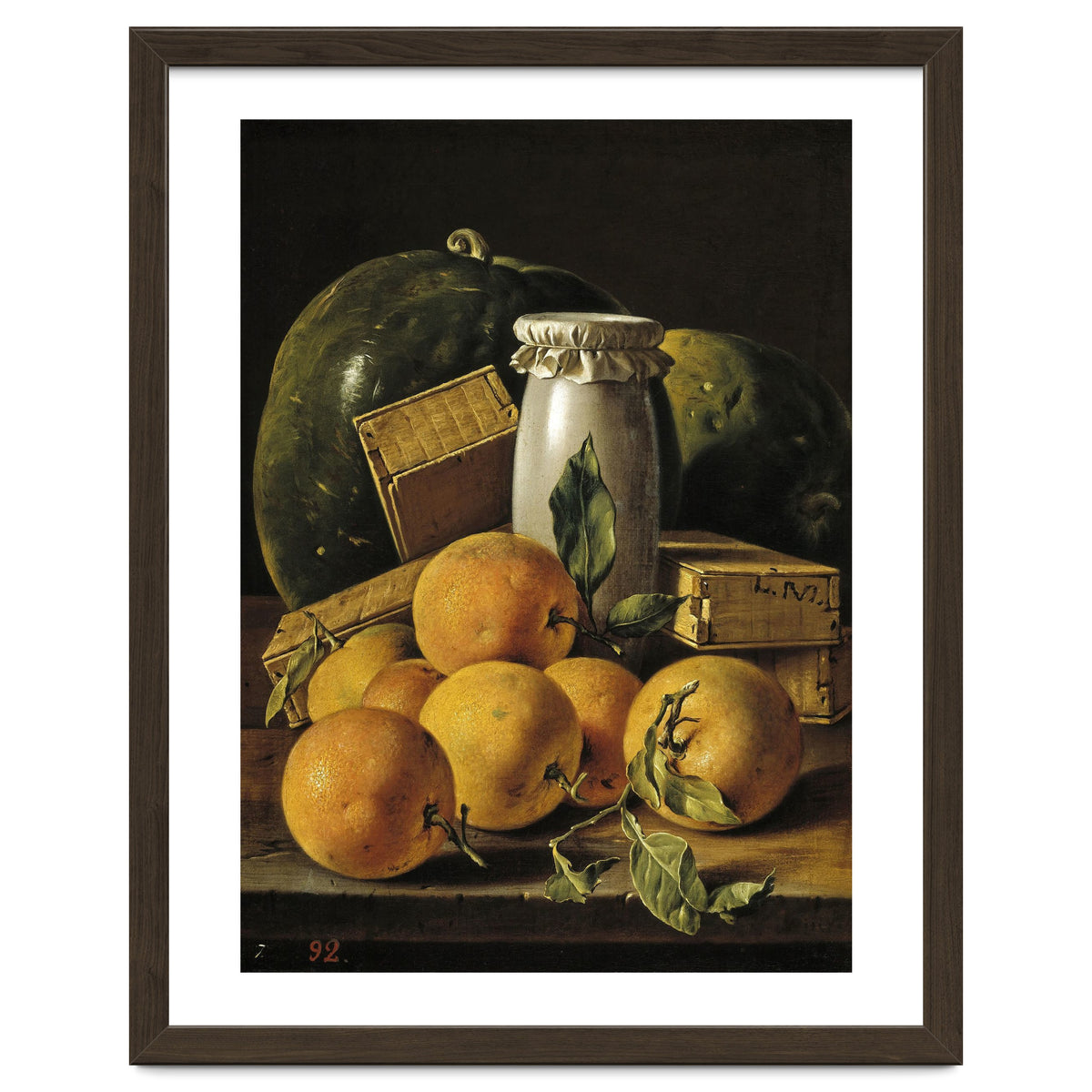 Luis Egidio Meléndez / 'Still Life of Oranges, Watermelon, a Pot, and Boxes of Cake', ca.  1760.