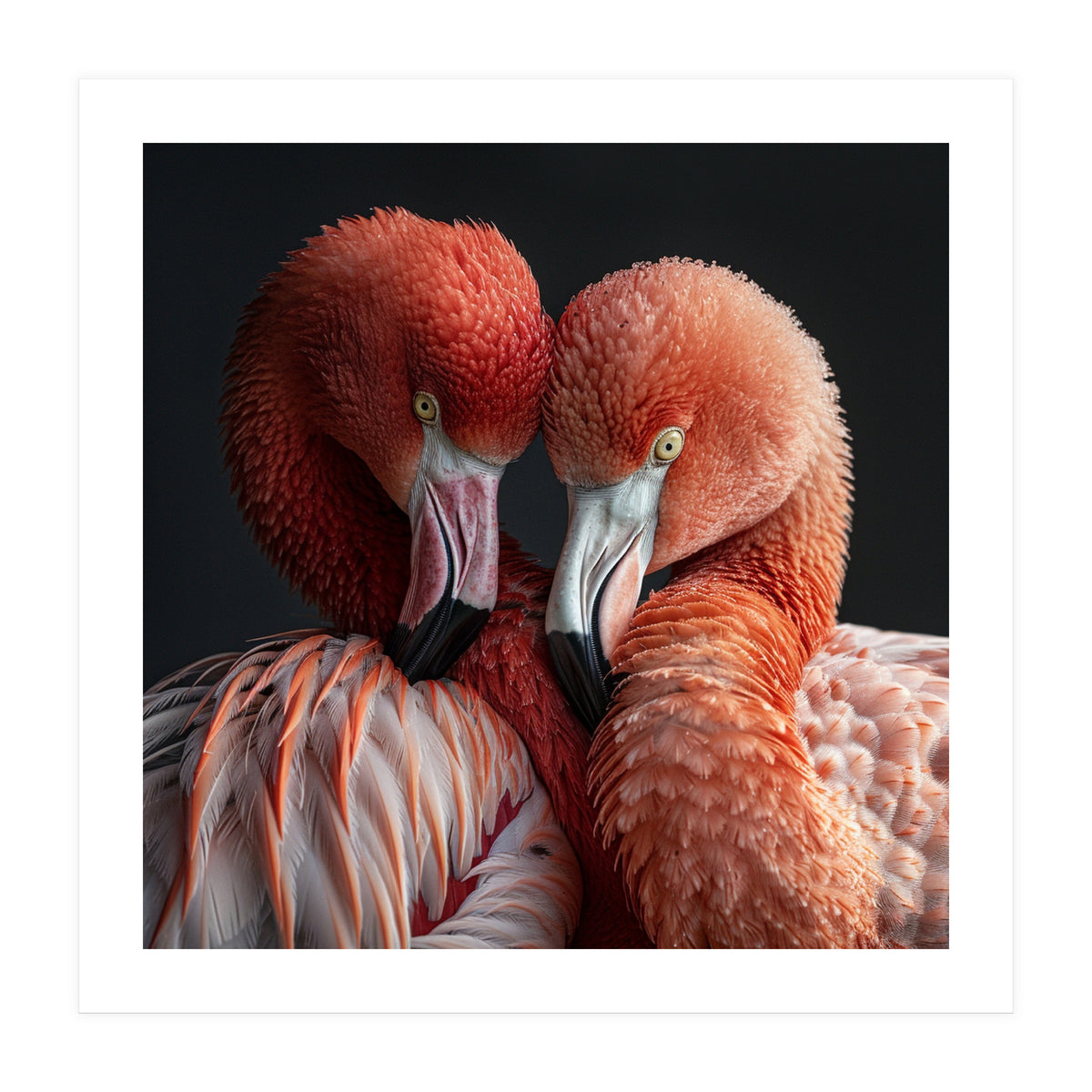 Close Up Of Two Flamingos Nuzzling Together (Print Only)