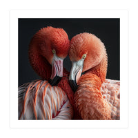 Close Up Of Two Flamingos Nuzzling Together (Print Only)