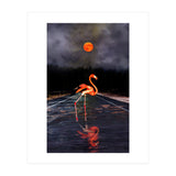 Flamingo and Red Moon  (Print Only) thumbnail