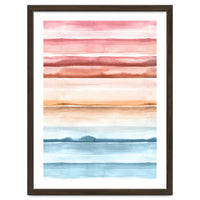 Watercolour Abstract Stripes Red Blue