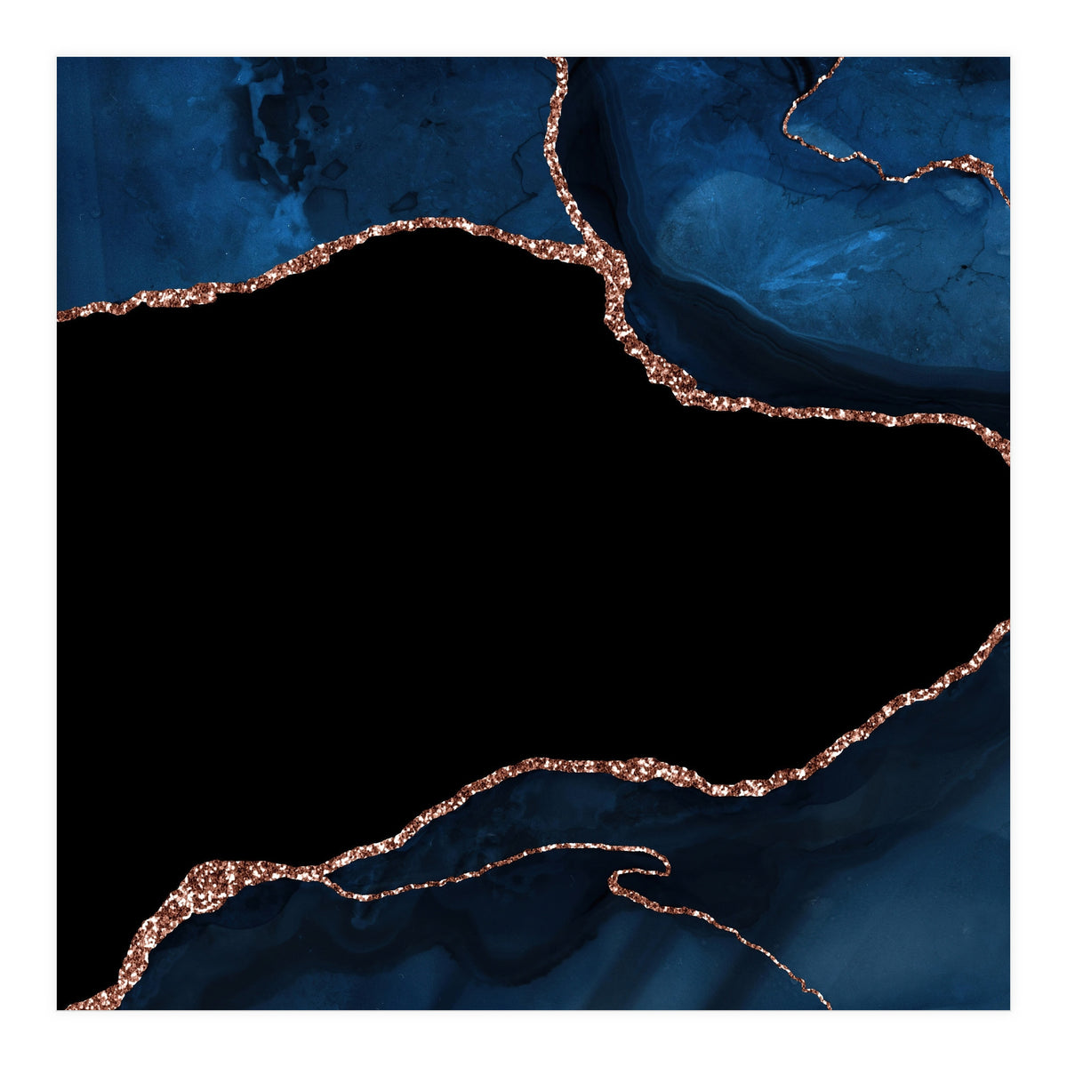 Navy & Rose Gold Agate Texture 04 (Print Only)