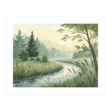 Misty Morning Riverbank: A Woodland Sanctuary (Print Only) thumbnail