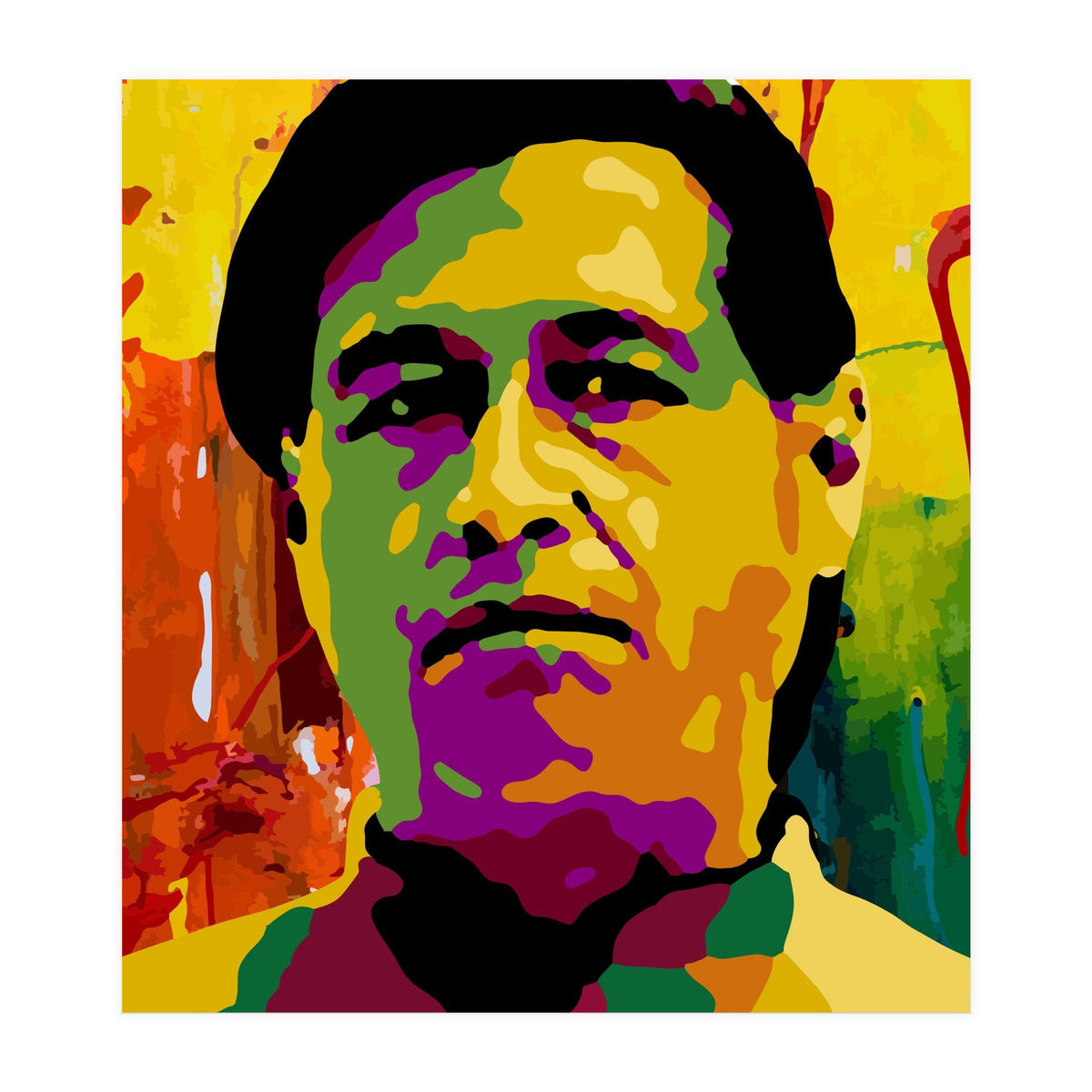 Cesar Chavez Colorful Abstract Art (Print Only)
