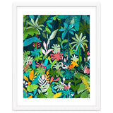 The Midnight Jungle, Botanical Nature Plants Tropical Forest, Watercolor Painting Floral Palm thumbnail