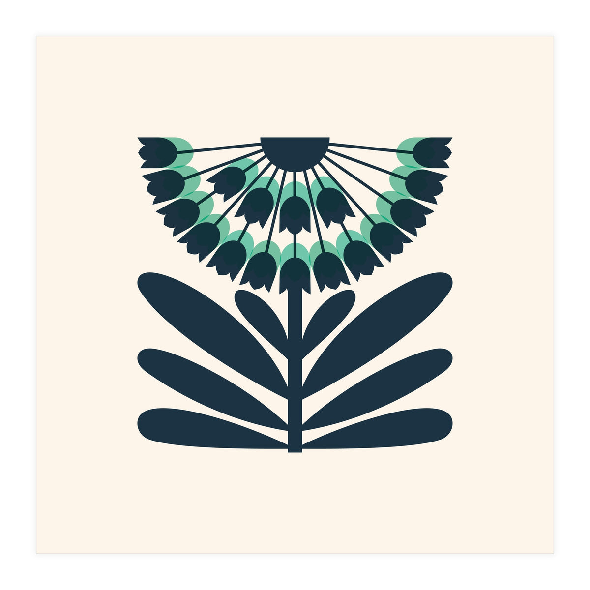 Blue Retro Allium  (Print Only)