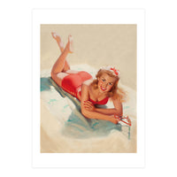 Pinup Girl Posing On A Beach (Print Only)