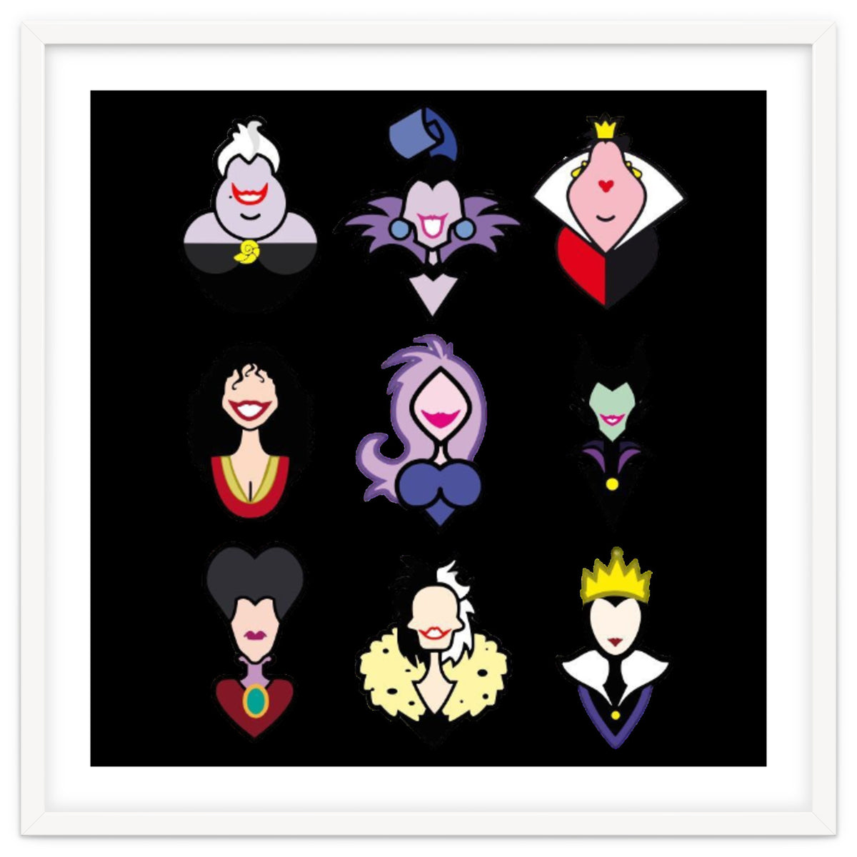 Disney Villains Cartoon Minimalist Faces