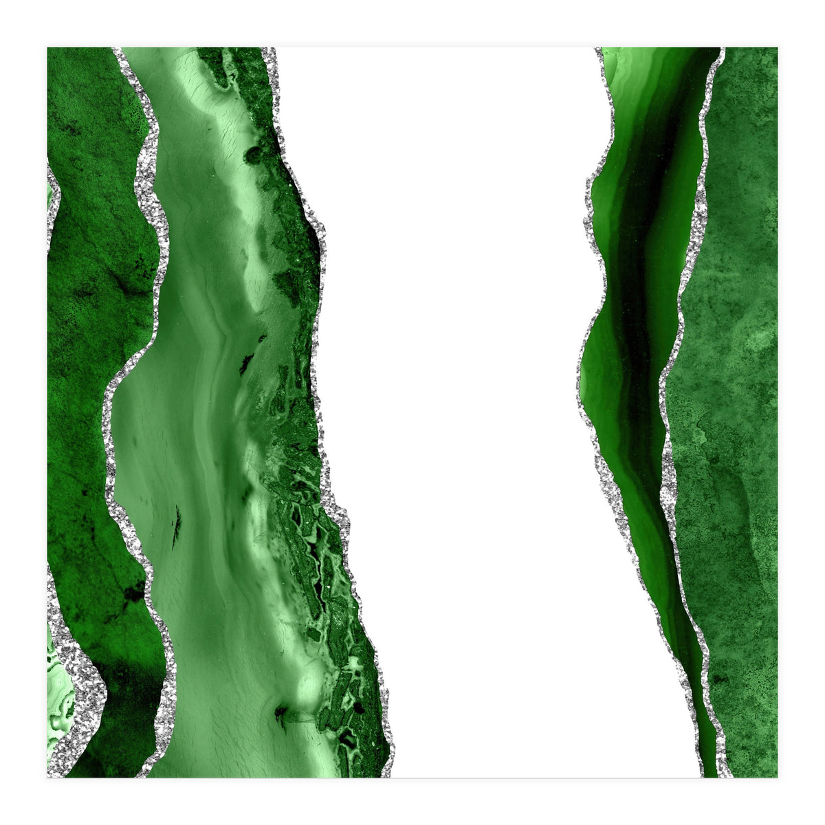 Green & Silver Agate Texture 14  (Print Only)