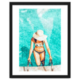 Pool Fashion | Modern Bohemian Woman Swim Watercolor Painting | Contemporary Travel thumbnail