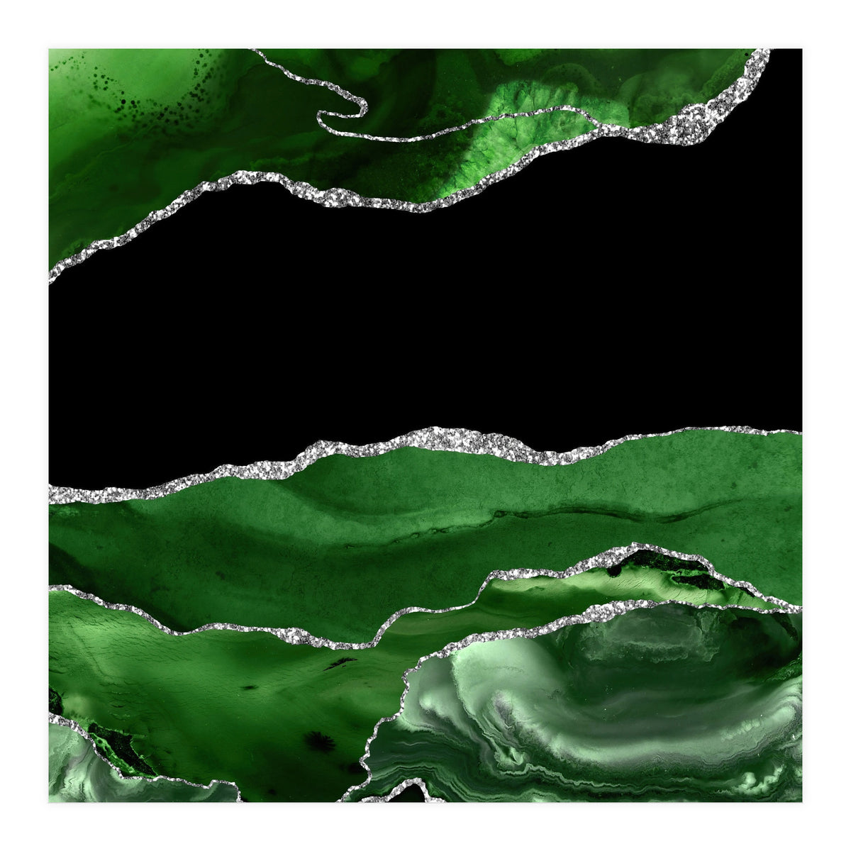 Green & Silver Agate Texture 02  (Print Only)